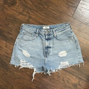 Light Blue Distressed Jean Shorts